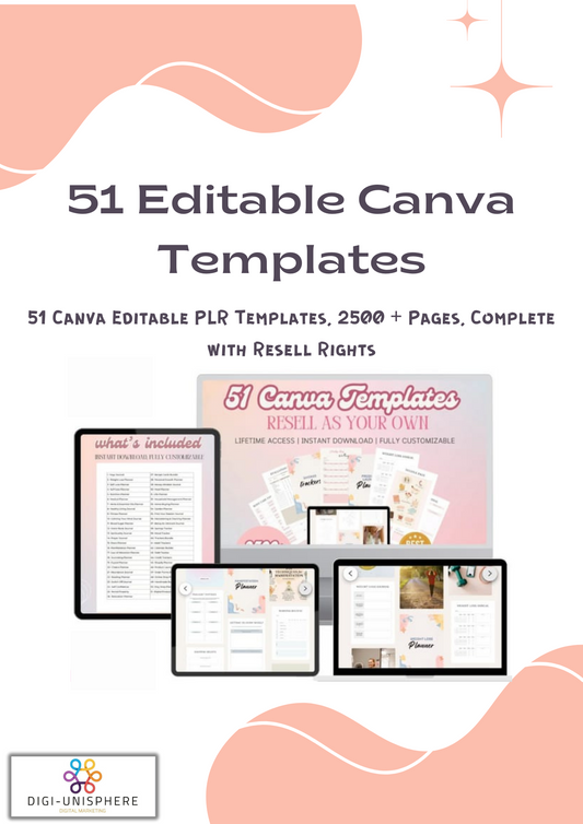 51 Canva PLR Templates, 2500 + Pages, Master Resell Rights